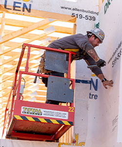Employee working on lift rental